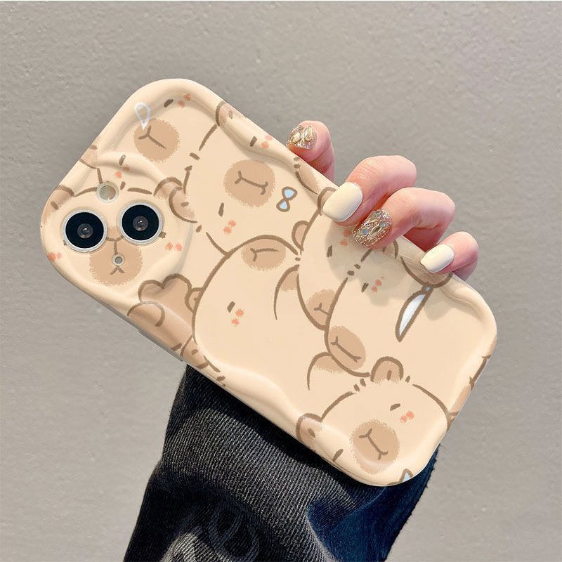可爱水豚适用苹果15手机壳iPhone14小众13新款12气囊11网红8P防摔详情7