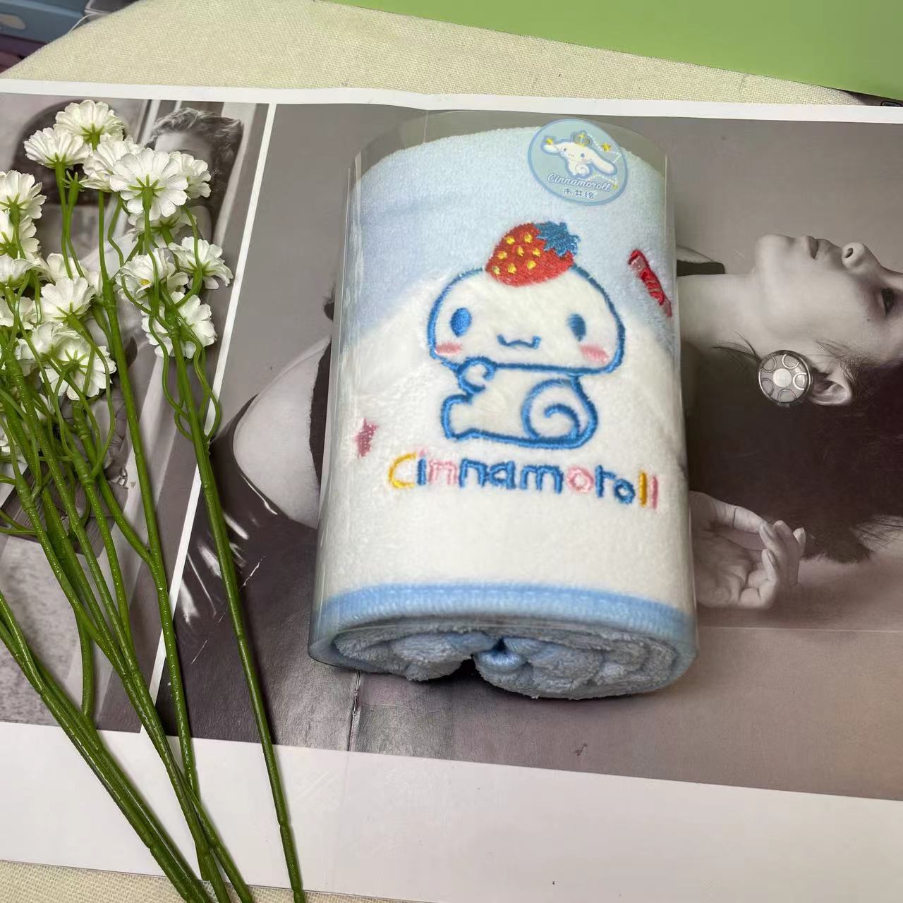 三丽鸥正版毛巾家用珊瑚绒洗澡吸水速干不掉毛可爱卡通儿童面巾详情8