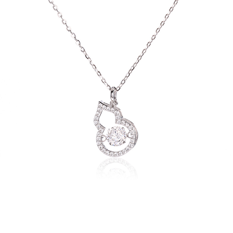 S925银微镶锆石轻奢小众高级设计感简约灵动款葫芦跳动的心项链详情1