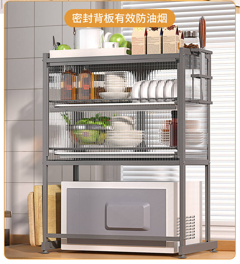 厨房碗碟置物架台面碗盘沥水架抽拉式多层收纳架家用防尘碗碟柜子详情15