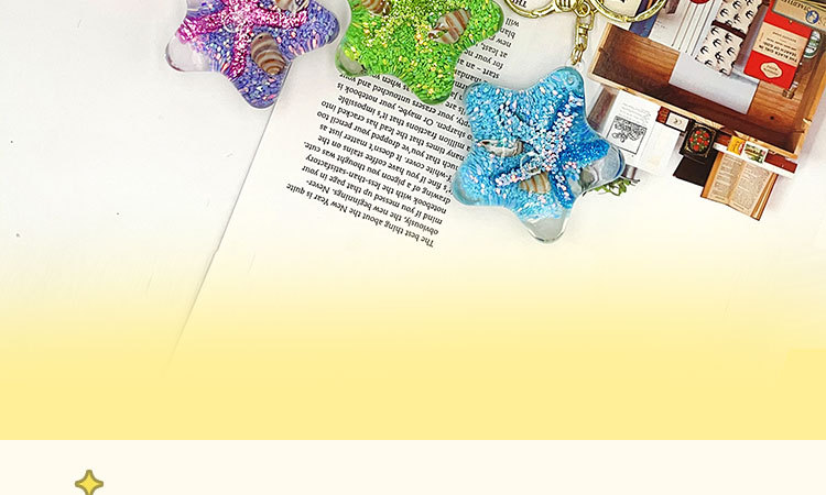 创意入油液体流沙钥匙扣五角星卡通海洋世界漂浮钥匙链小礼品批发详情4