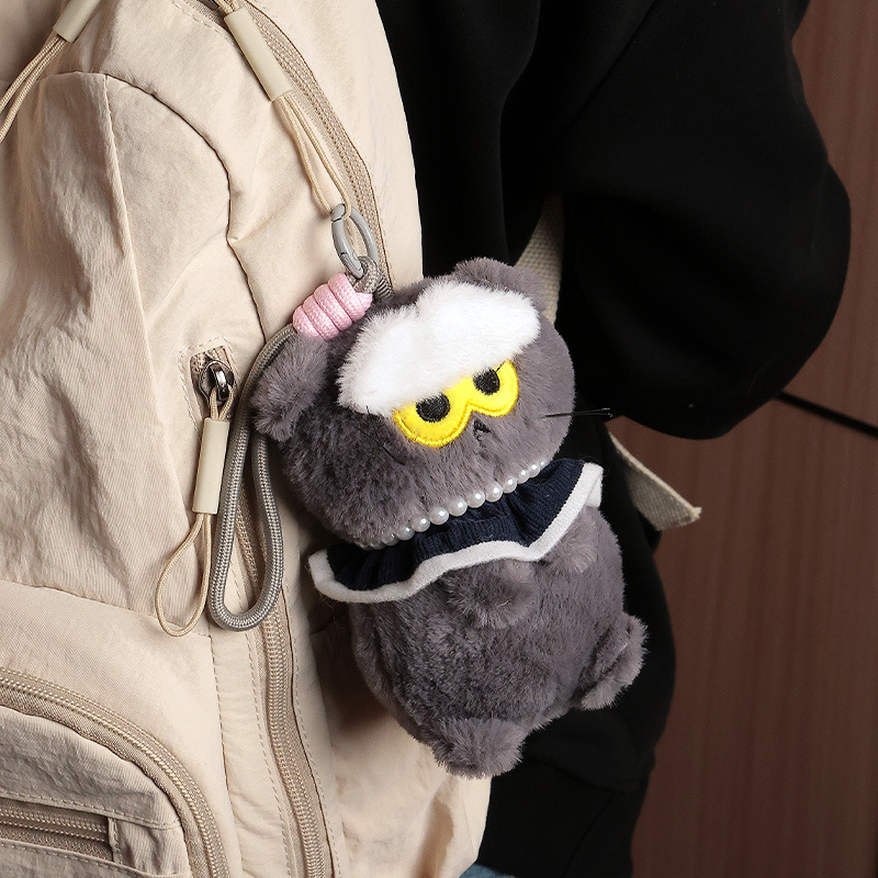 Cool and trendy grey cat plush toy pendants, small dolls, bag pendants, small items wholesale, plush pendants, bulk mixed packaging pic 13