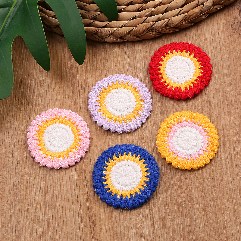 Single 4.5cm knitted woolen flower, woolen flower wedding dress lace in stock for sale pic 1