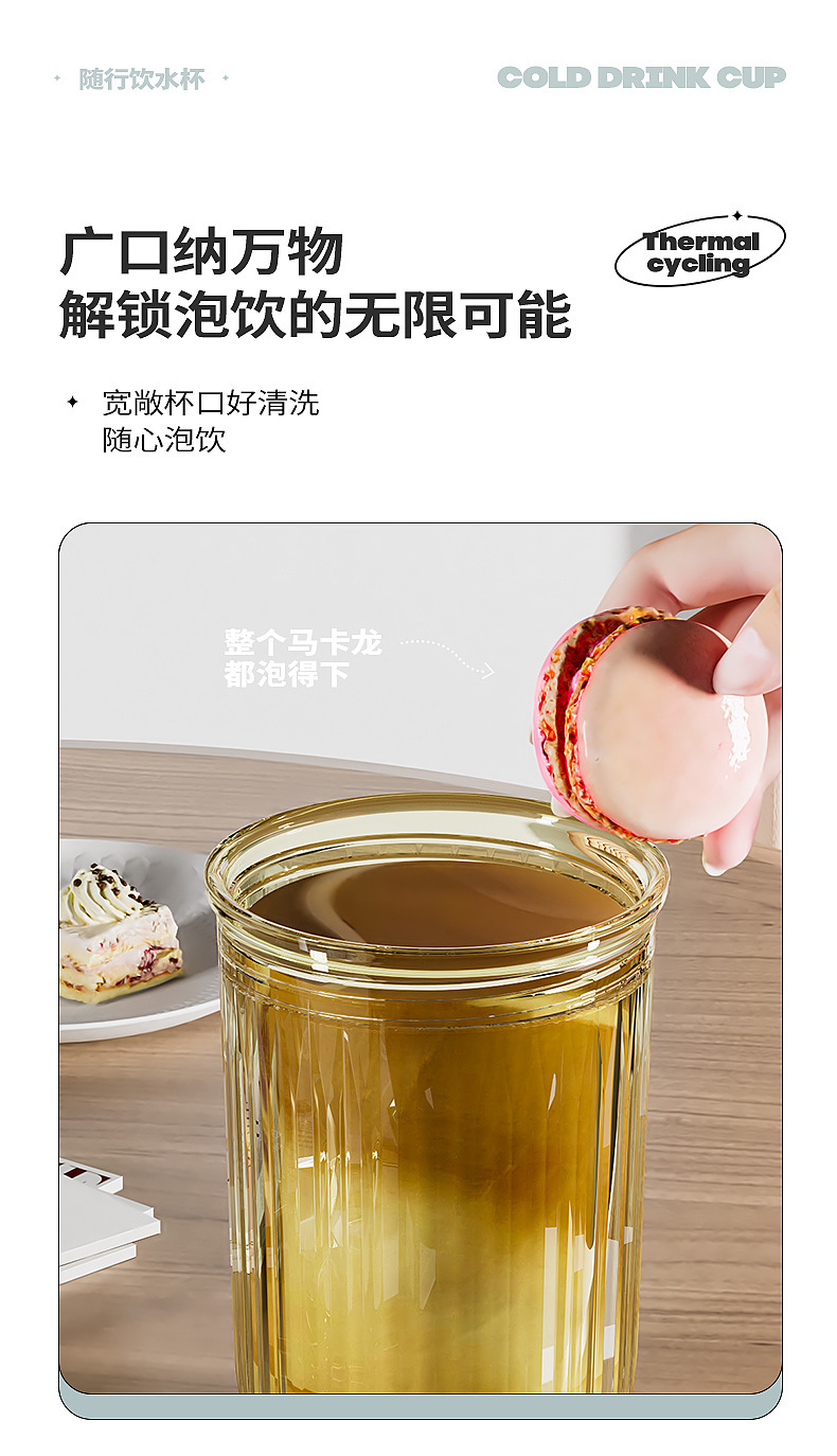 Portable double-drinking cup, plastic, high appearance level, portable water cup, office cup, direct drinking cup, coffee gift cup pic 14