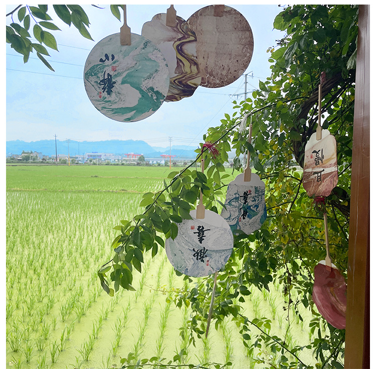 漆扇漂漆专用带字团扇非遗漆扇宣纸空白扇子diy扎染景区大漆扇面详情7