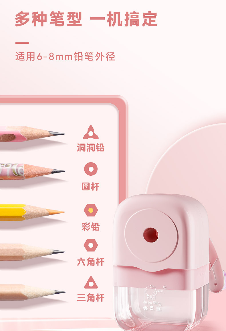手摇卷笔刀全包式铅笔削笔刀小学初中自动进铅转笔刀高颜值不卡顿详情9