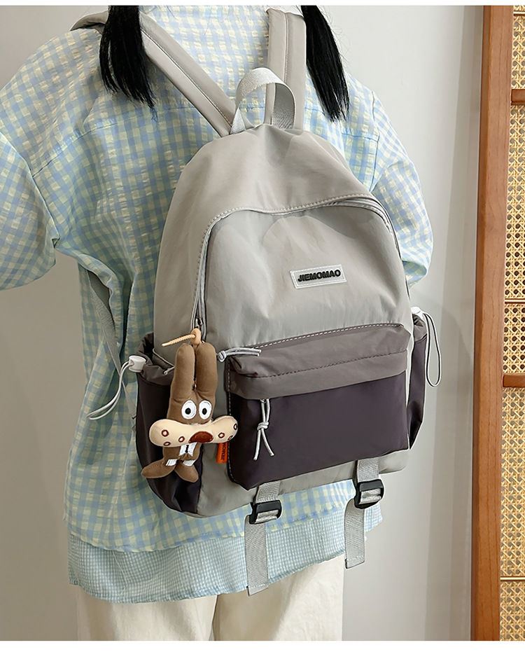 跨境新款学院风百搭双肩包初高中学生上课书包撞色洋气轻便双背包详情13