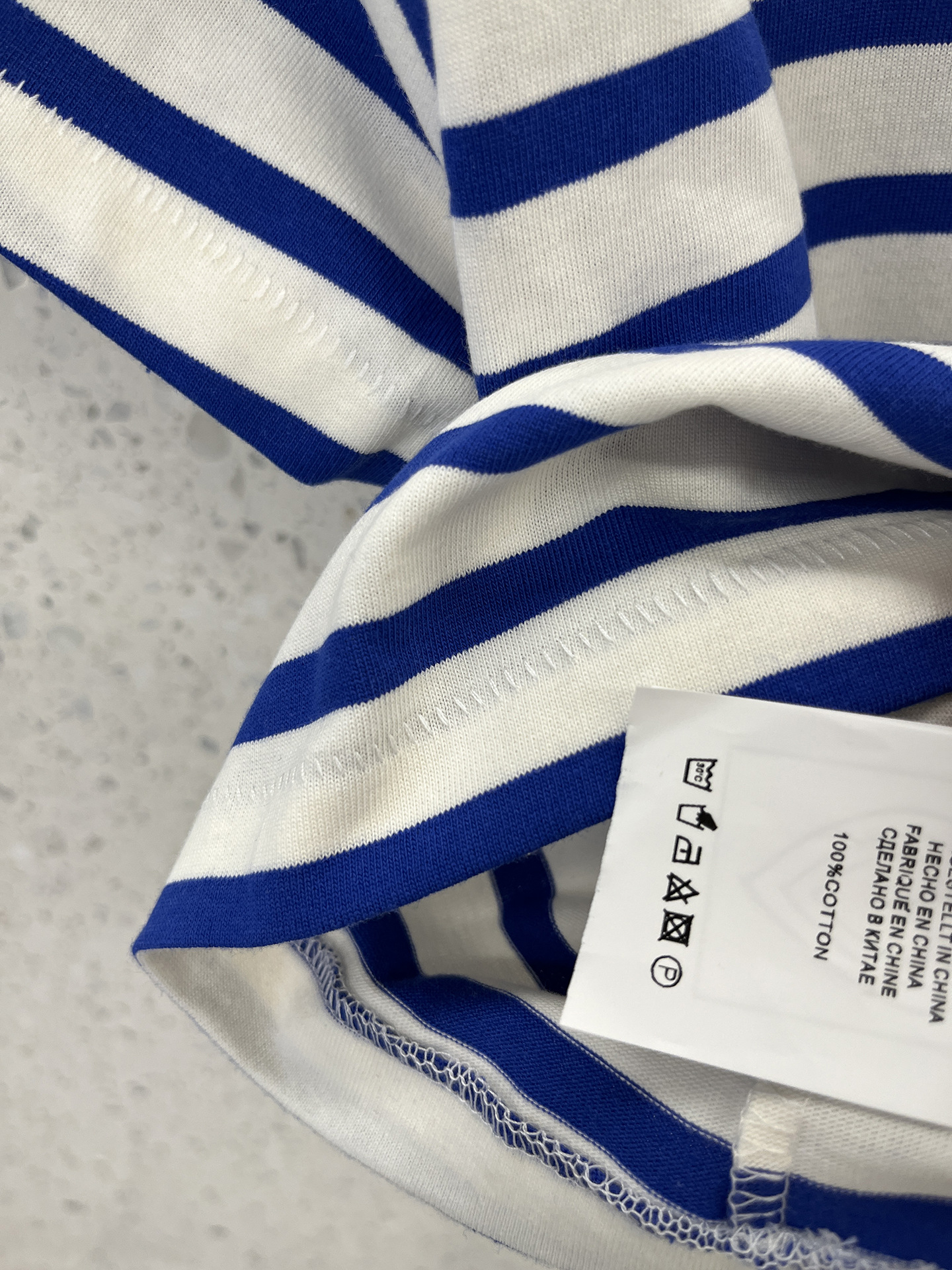 A short striped short-sleeved T-shirt with hand-painted dog letter prints for girls pic 7