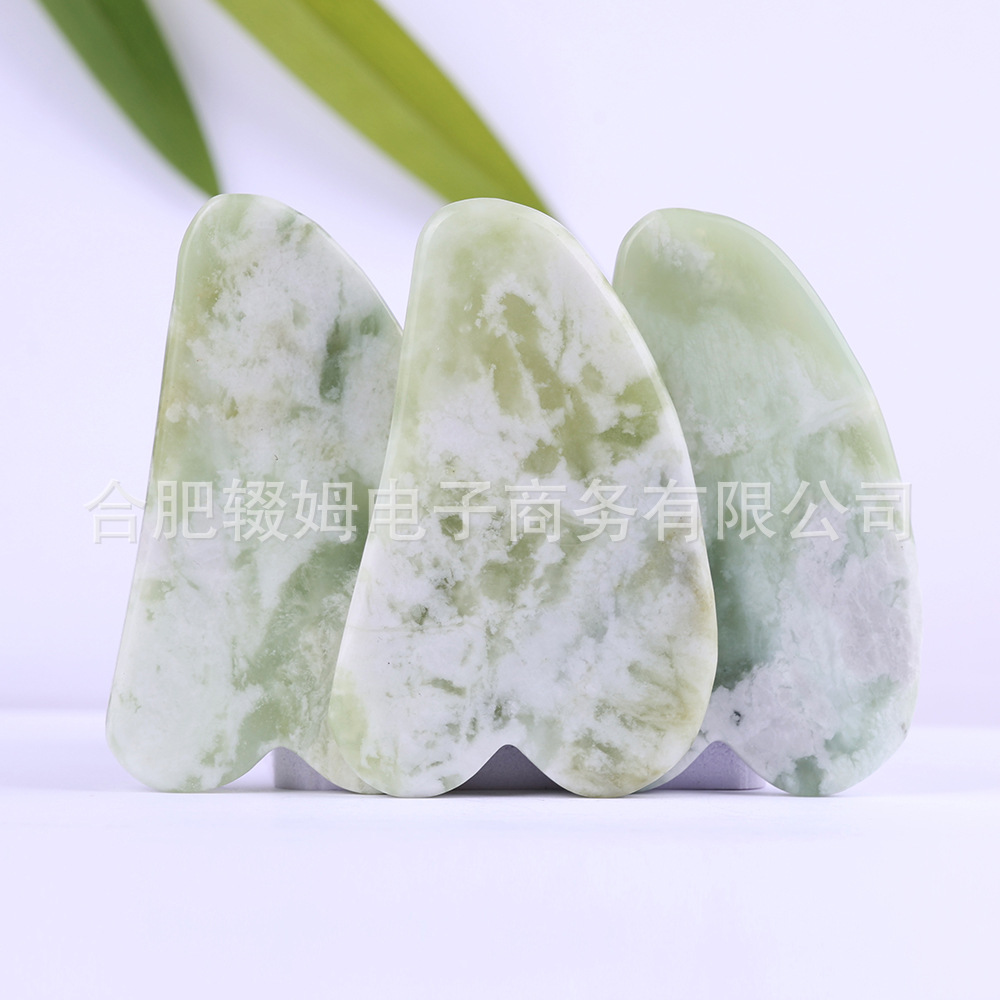 玉石刮痧板拨筋点穴脸部头疗牛角刮痧板刮痧片甲翠绿刮痧板跨境详情9