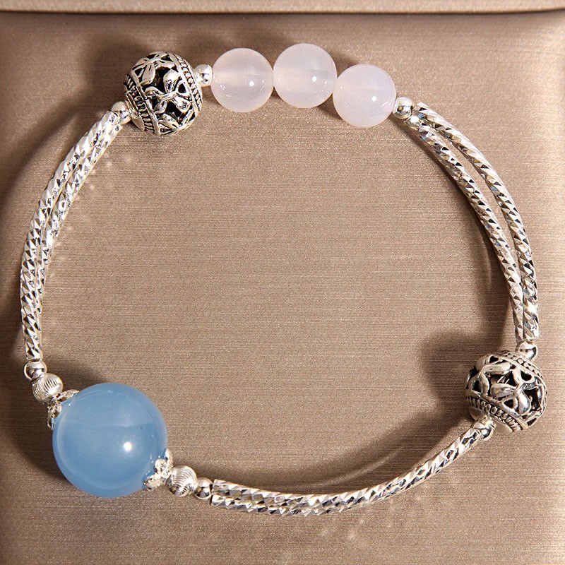 Natural aquamarine bracelet for women, light luxury, niche and exquisite aquamarine crystal bracelet, a high-end gift for your best friend pic 5