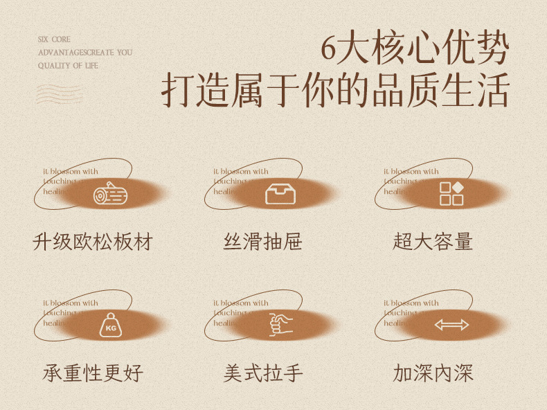 星辰美式斗柜卧室收纳柜子靠墙五斗柜房间置物柜客厅复古储物柜五斗橱详情2
