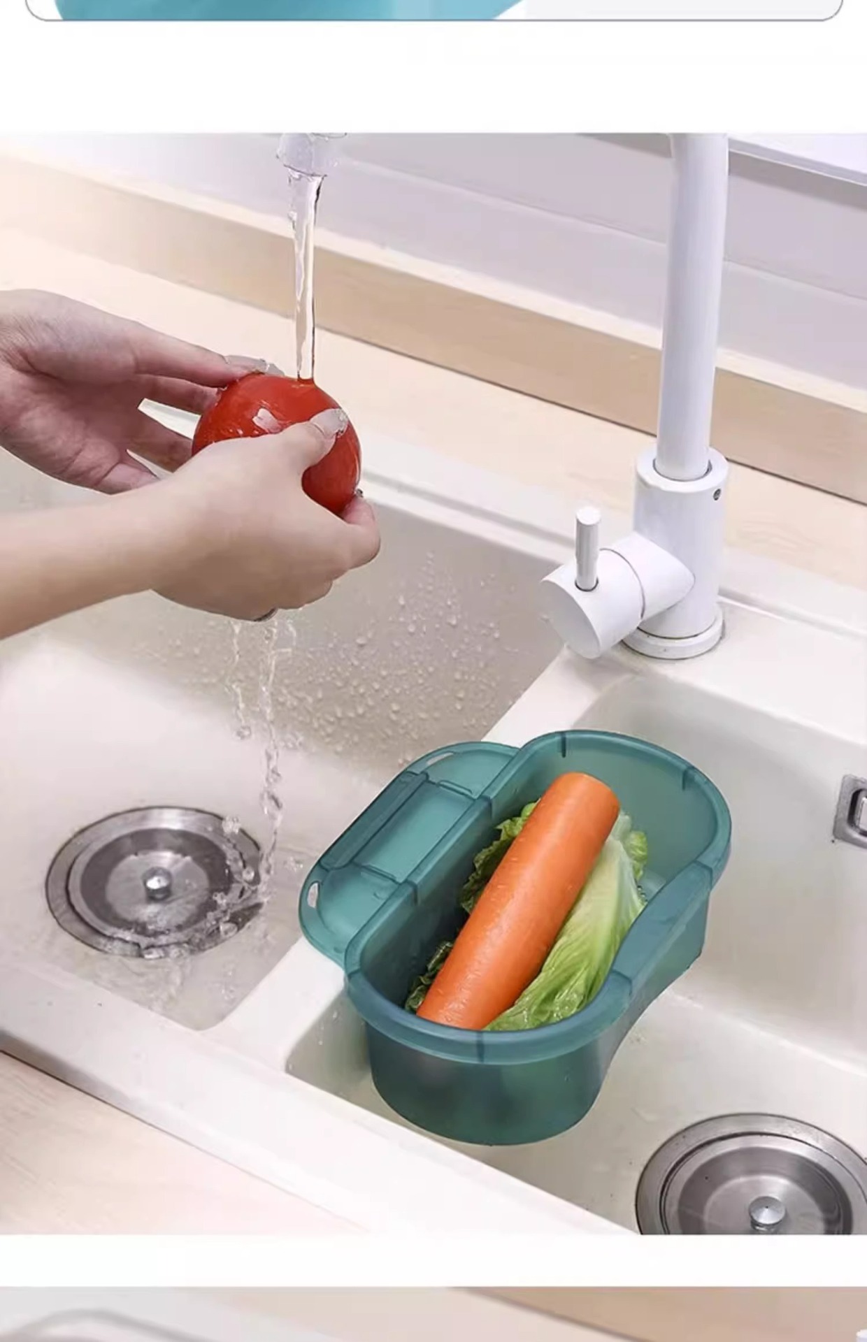 可挂式沥水篮厨房河马清洗篮水槽垃圾过滤网架果蔬盆洗菜池置物架详情16