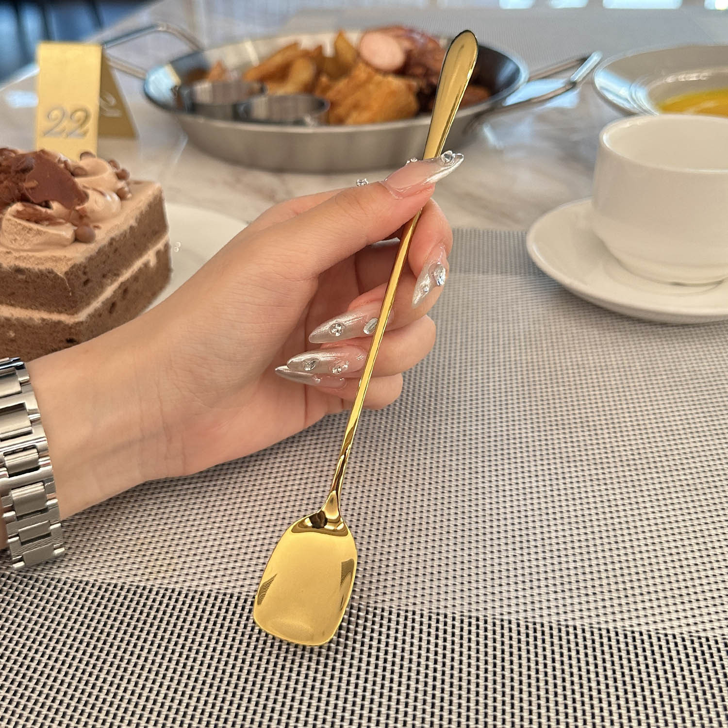304 stainless steel spoons, mugs, long-handled stirring spoons, household coffee spoons with high appearance standards, bar cocktail ice spoons pic 7