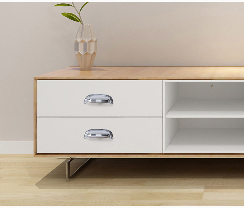 Wholesale of shell handles, American-style antique cabinet drawers, semi-circular handles, European light luxury copper brushed bright chrome handles pic 5