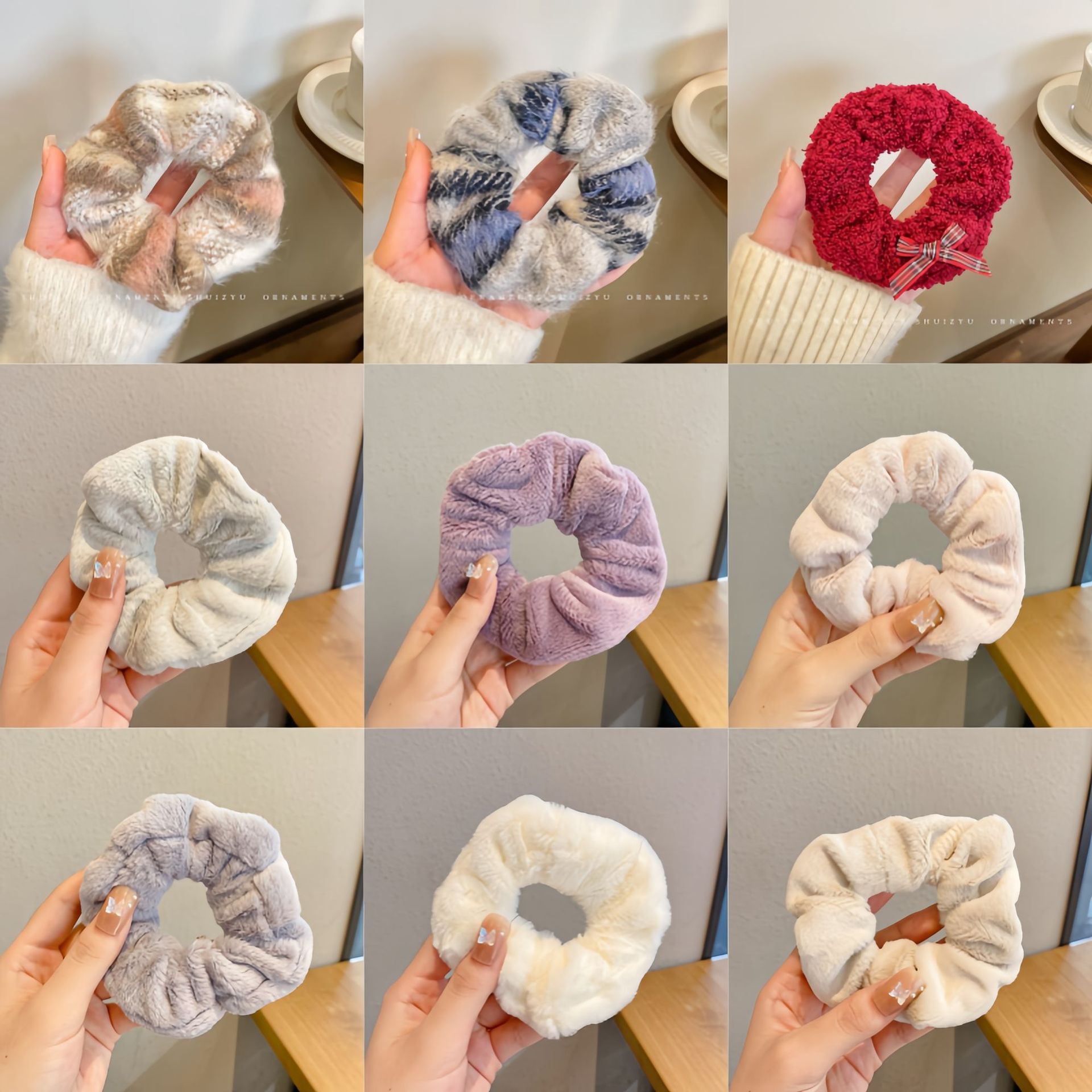 韩版秋冬毛绒大肠发圈女网红猪大肠发绳橡皮筋头饰发饰品头带详情3