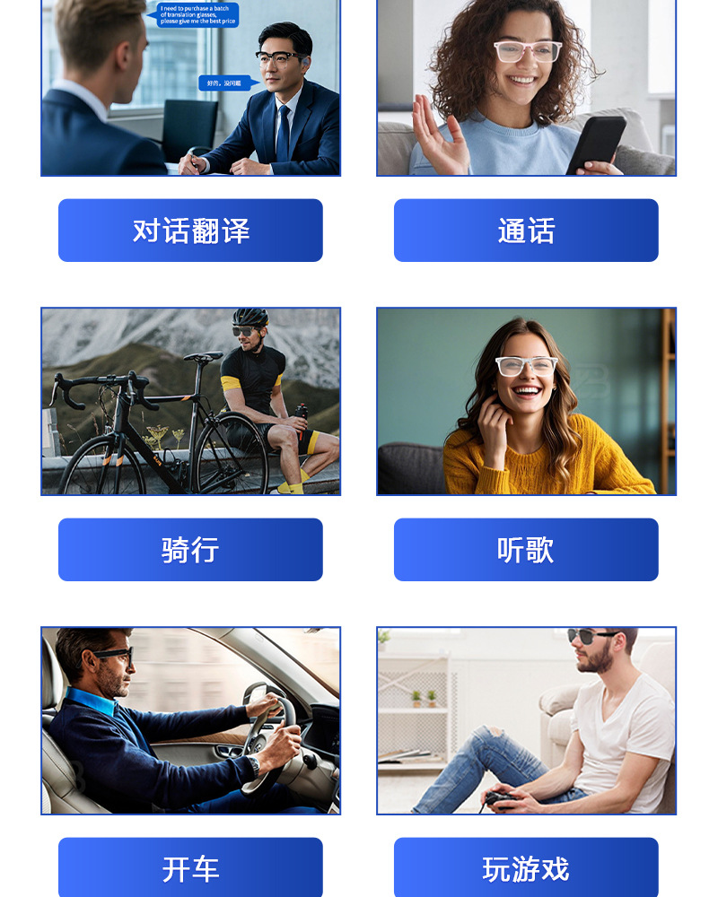 跨境新款防蓝光音频无线DV运动摄像跑步骑行听歌智能蓝牙眼镜耳机详情1