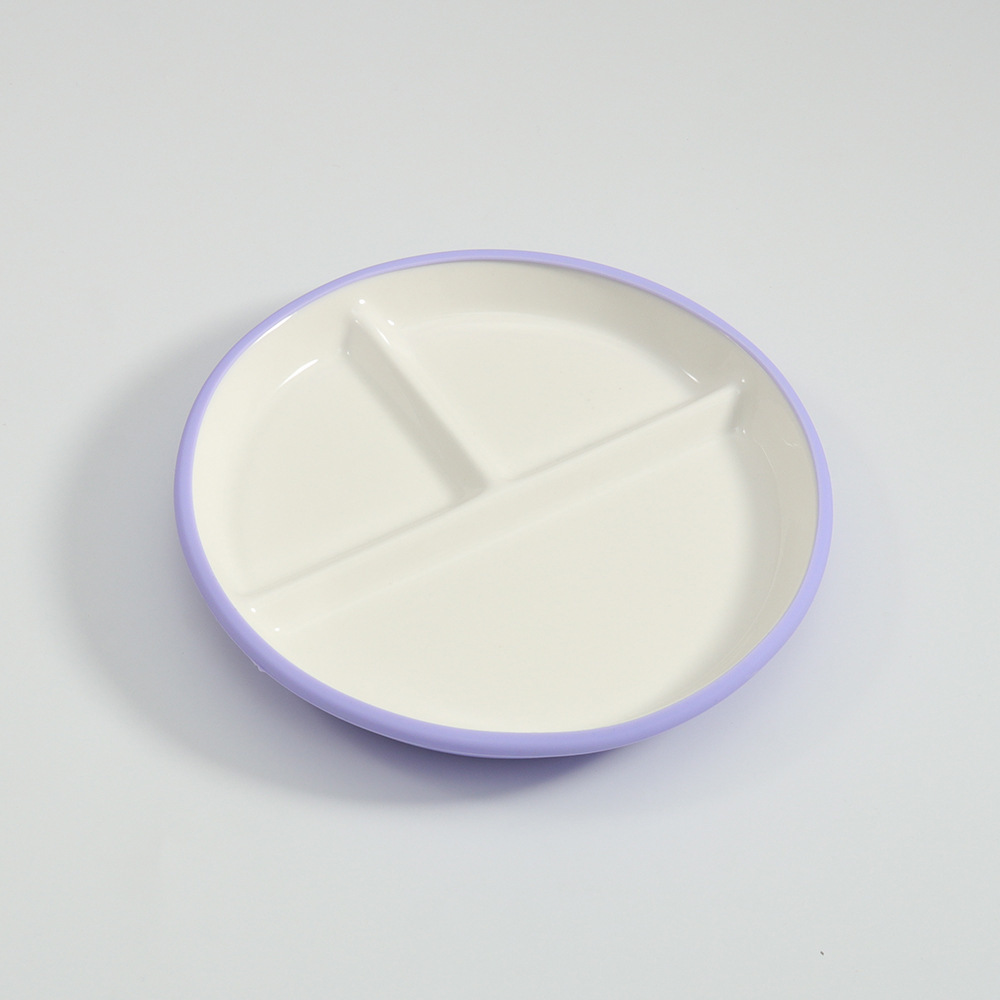 跨境硅胶包陶瓷分格盘分隔盘儿童辅食餐具三格餐盘食堂分餐盘饭盘详情5