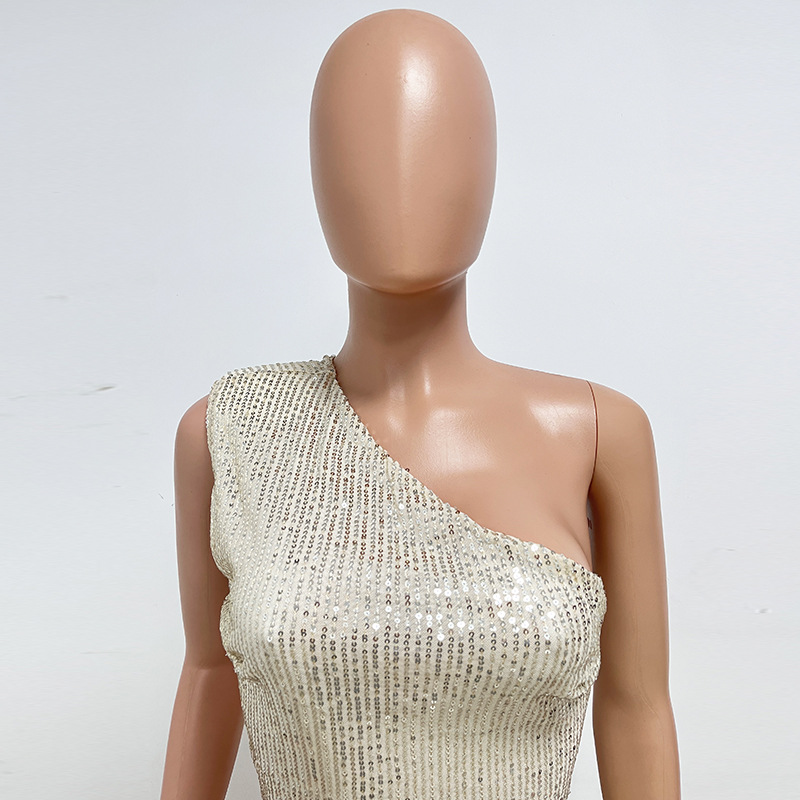 新中式无袖连体衣独立站夏季单肩亮片连体裤女批发详情18