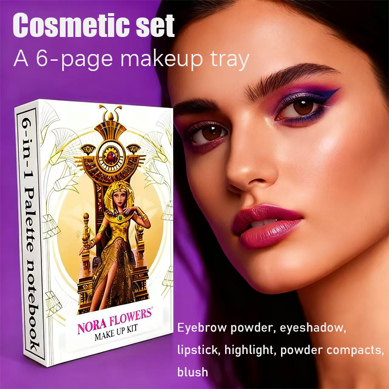 New cross-border bestseller book-style multi-layer eyeshadow palette, three-dimensional makeup blush, high-gloss and matte one-piece contouring eyeshadow pic 4