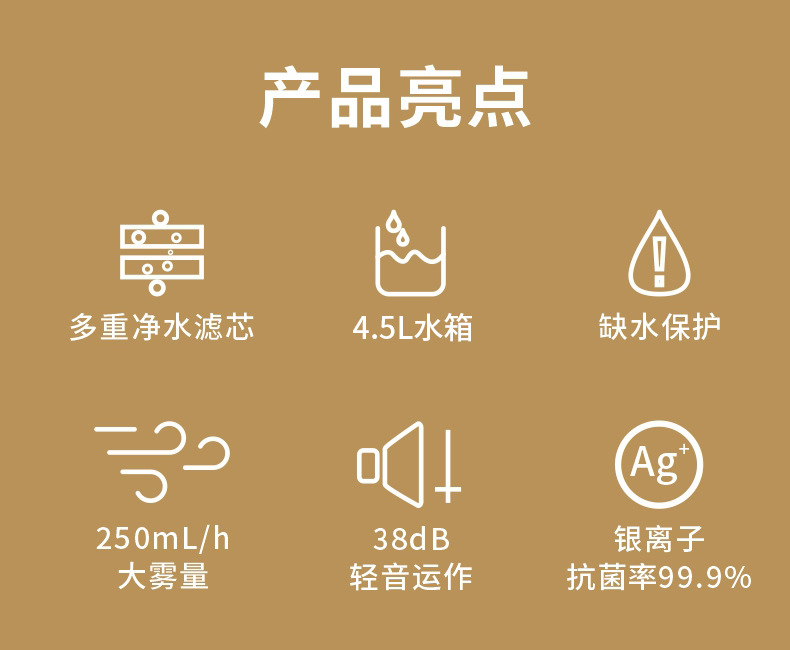 4L加湿器大雾量家用静音卧室孕妇婴儿空气办公室桌面数显喷雾香薰详情2