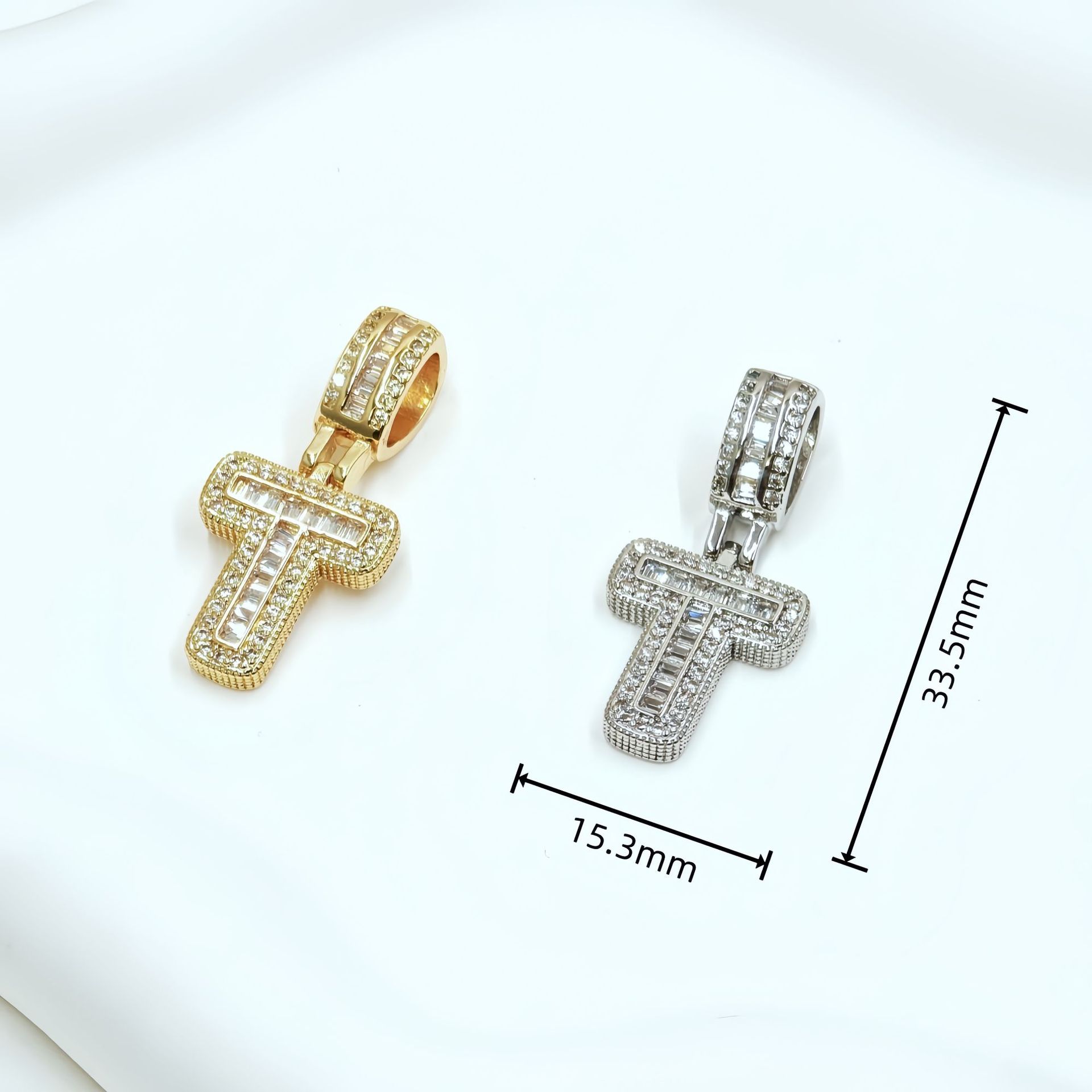 跨境欧美热卖铜镶锆石时尚个性嘻哈26个冰糖字母吊坠项链饰品批发详情14