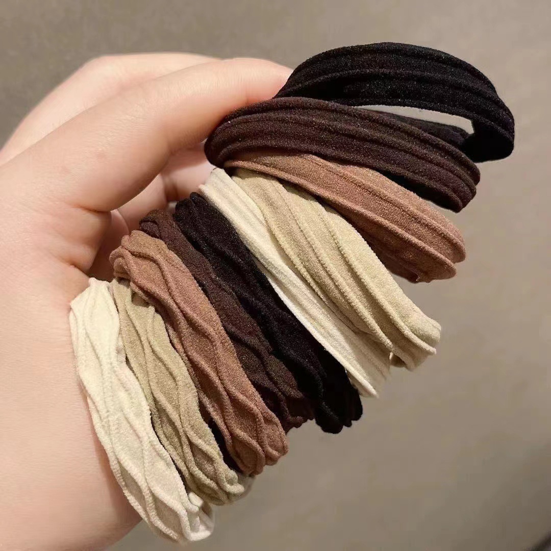 High-elasticity Maillard hair ties, durable rubber bands for tying hair, high ponytail hair bands, simple and elegant headwear for sale pic 8