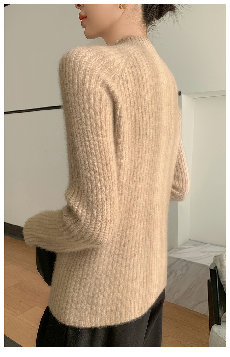 100% cashmere semi-high-neck cashmere sweater for women in autumn and winter, long-sleeved knitted base layer, thick warm sweater for women pic 13