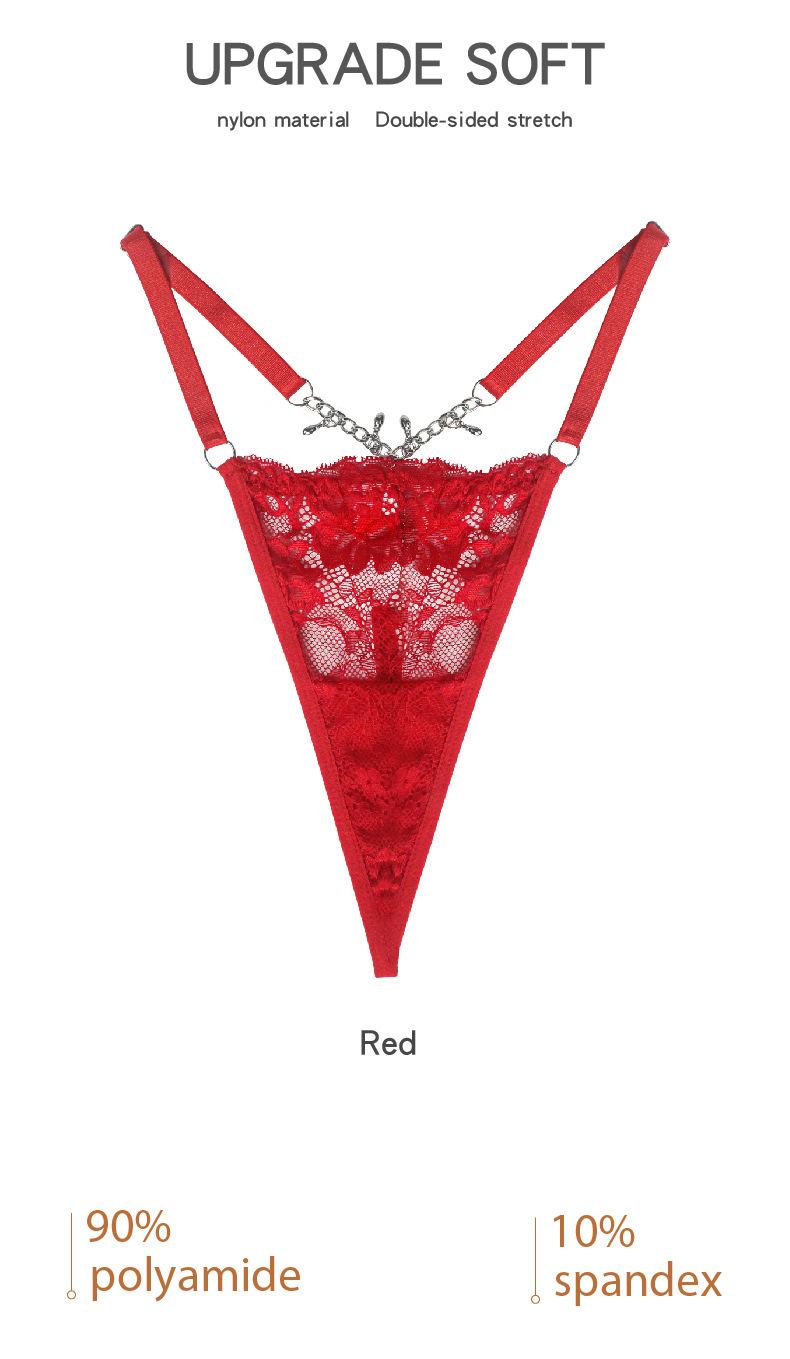 Olivia's Night亚马逊欧美风性感蕾丝链条吊坠饰品丁字裤透气魅力四季通用内裤详情5