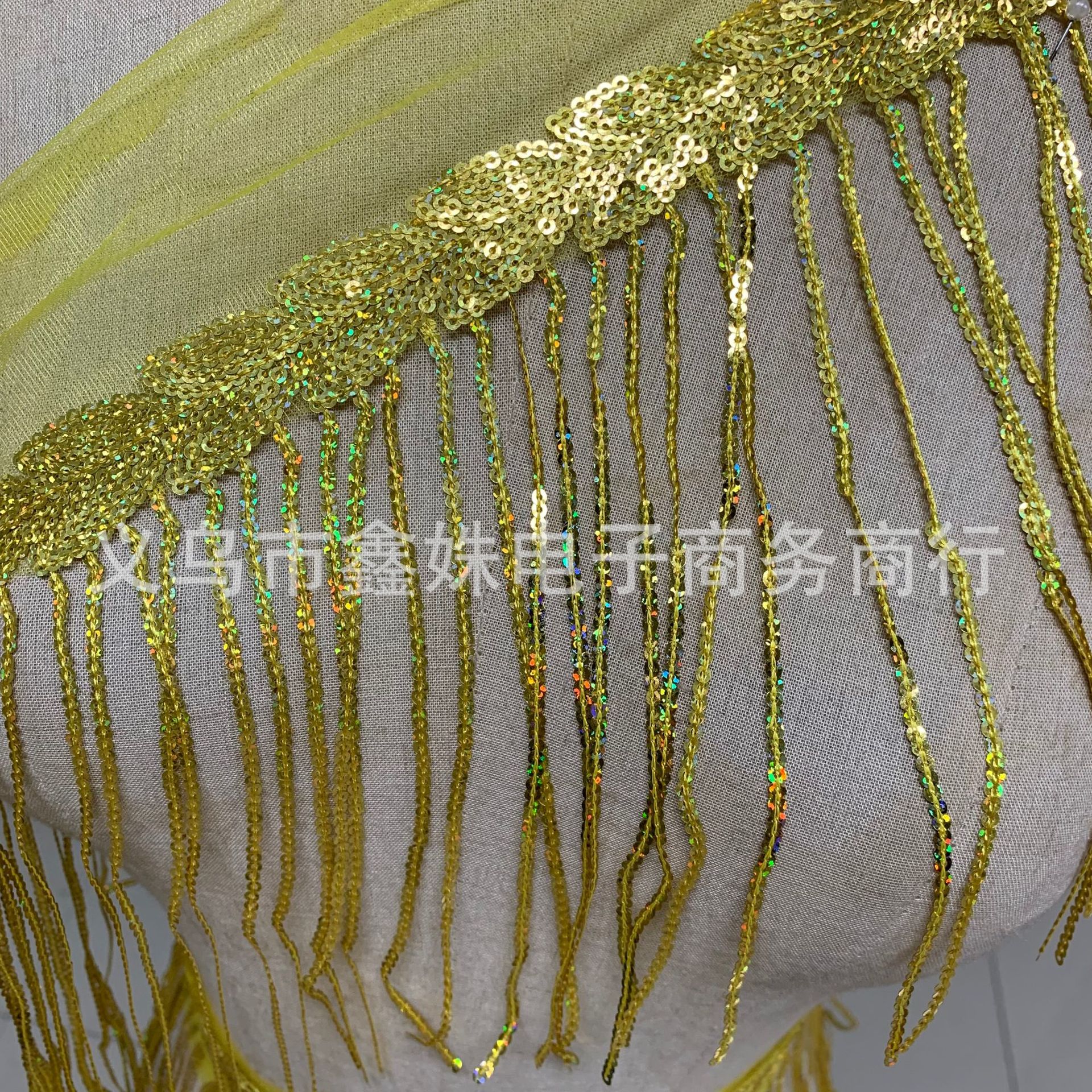 Laser light gold tassels, whiskers, mesh sequins, DIY curtains, stage performance costumes, ribbons pic 2