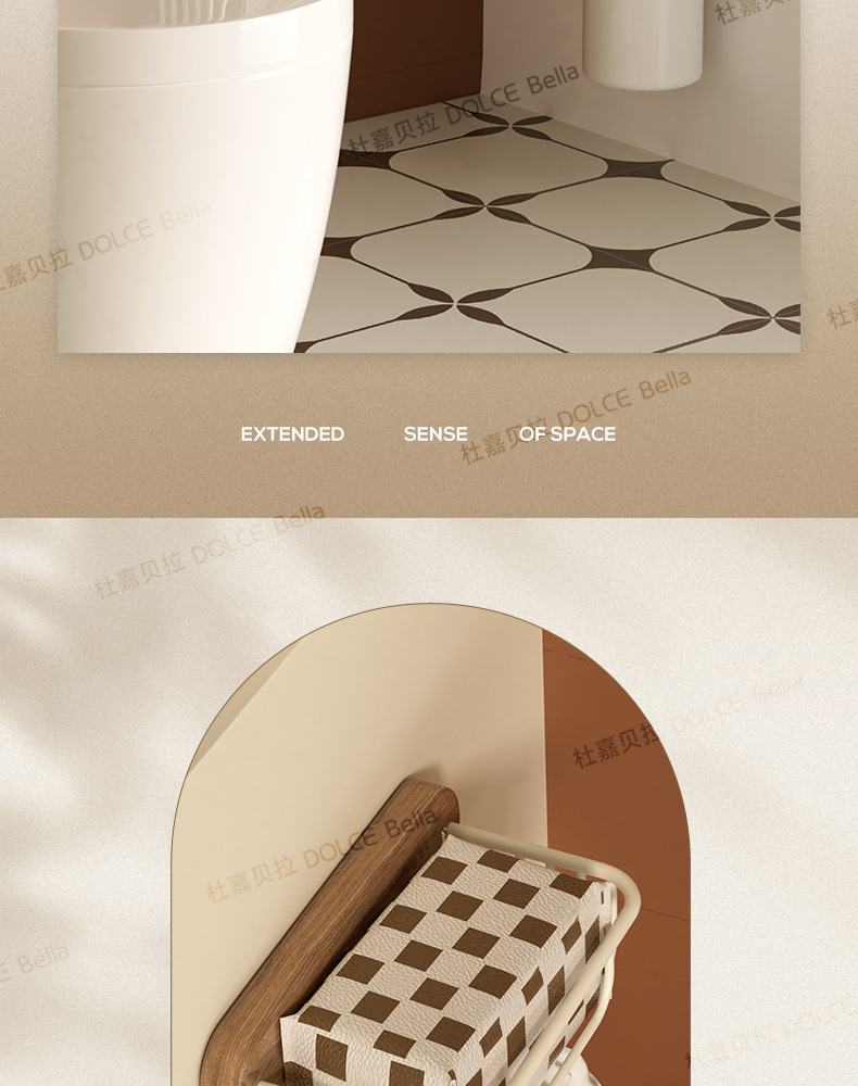 美拉德风黑胡桃木毛巾架卫生间免打孔浴室浴巾置物架高端卫浴架子详情13