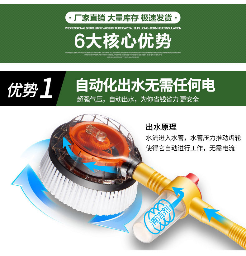 源头厂家洗车神器通水刷雪尼尔自动旋转拖把家用擦车长柄伸缩刷子详情21