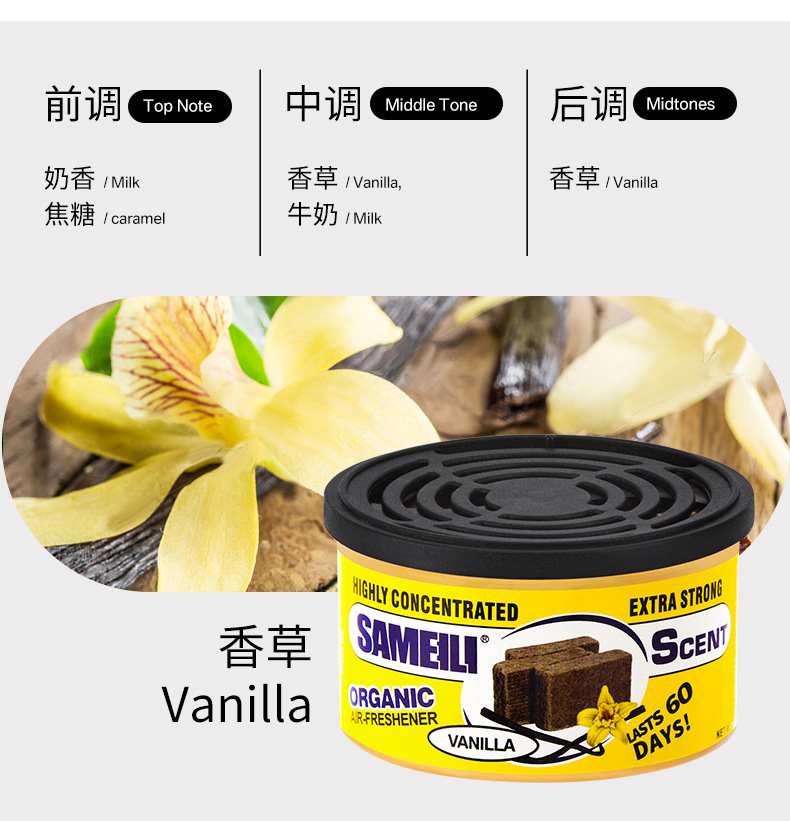 Cross-border wood block small black can car scented ointment, car scented can solid fragrance, car home, indoor and bathroom aromatherapy pic 15