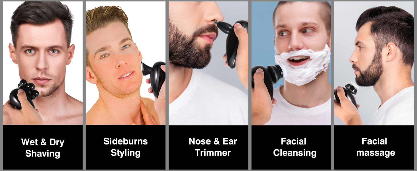 跨境新款电动剃须刀数显七刀头光头理发器充电式多合一刮胡刀批发详情4