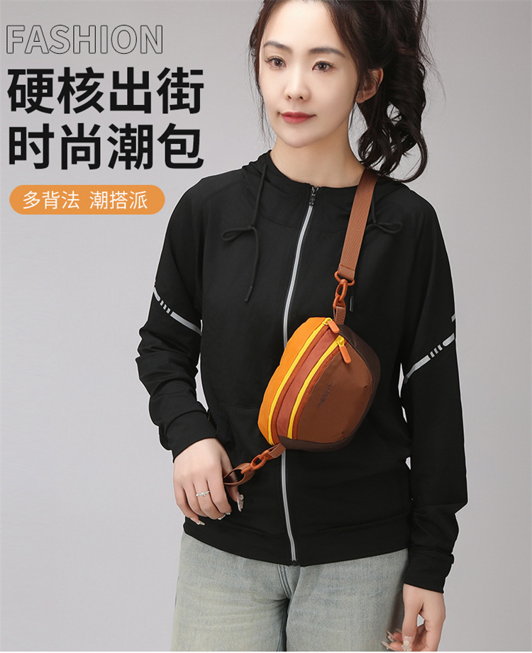 时尚多巴胺撞色腰包男女同款户外运动登山便携防水尼龙斜挎胸包详情6