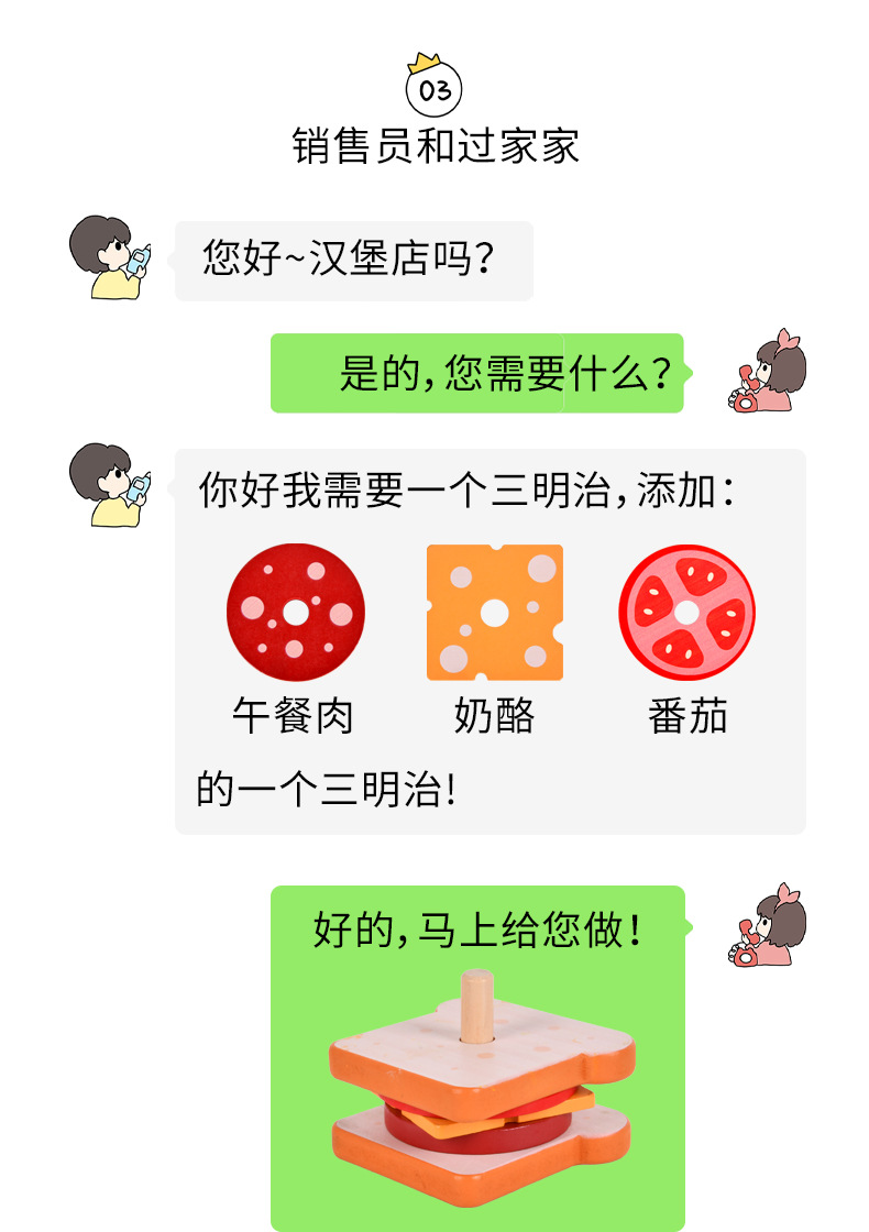 儿童仿真木制过家家汉堡薯条三明治套柱配对益智食物切切拼装玩具详情8