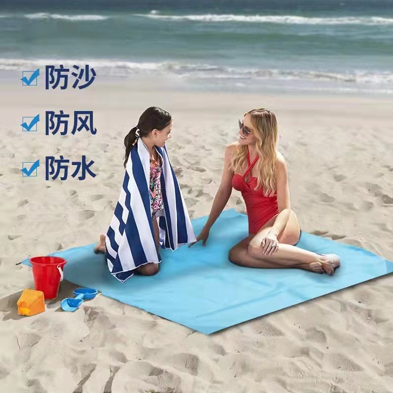 户外超轻旅游沙滩垫防沙防水涤纶坐垫纯色口袋便携折叠防沙垫批发高品质的卧室使用地毯办公室使用地毯酒店使用地毯详情6