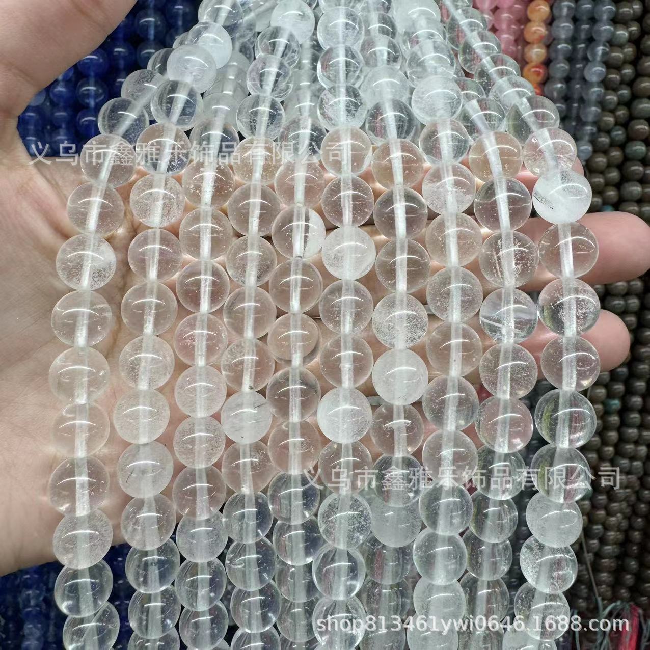 Factory direct sales of imitation white ghost round beads, white watermelon loose beads, glass loose beads, diy accessories, glass beads semi-finished products pic 4