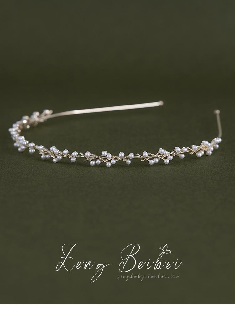 Gentle fairy pearl headband, forest-style all-in-one headband, simple and slim style for going out, super fairy hair clip pic 4