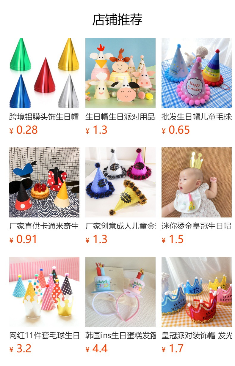 韩国ins风宝宝周岁生日无纺布毛毡帽子 周岁生日装饰布置生日帽子详情1