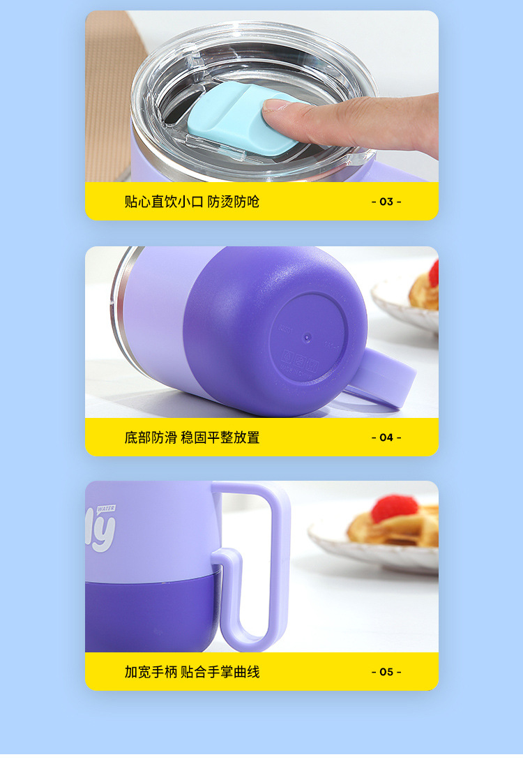The 304 stainless steel fashionable and cute travel cup with a straw and handle rope design is a portable and simple student water cup pic 11