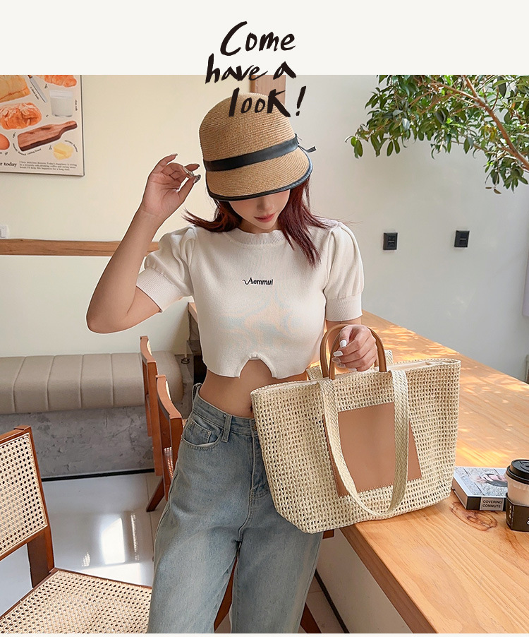 韩国超火爆款草编包包女2024新款夏天淑女手提包大容量单肩腋下包详情1