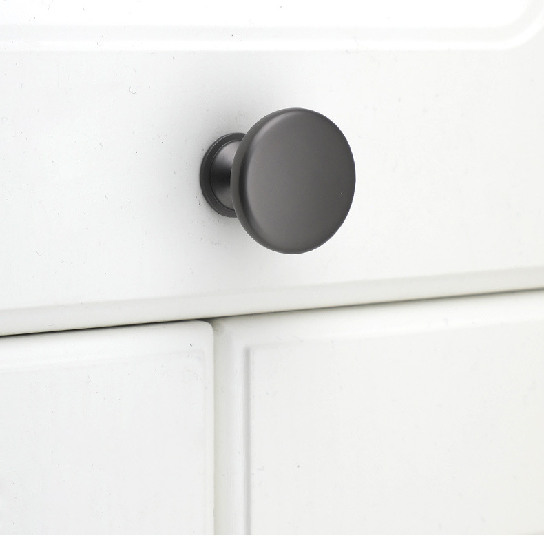 轻奢意式实心柜门圆形单孔拉手金色黑色法式简约橱柜衣柜抽屉把手详情25