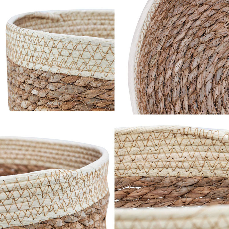 收纳筐编织篮子整理收纳草编化妆品收纳桌上藤编篮圆形收纳盒零食详情11