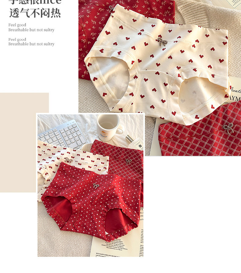 Red checkered boxer shorts, cotton underpants, cream safety pants, base layer shirt, comfortable and breathable, men's and women's styles, multiple colors to choose from pic 10