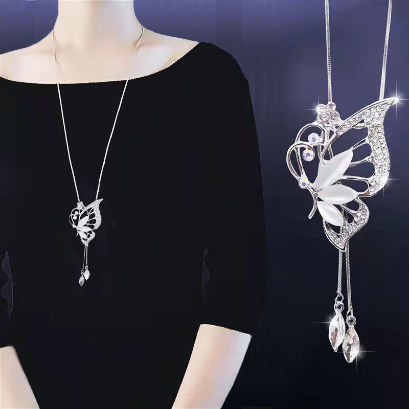 日韩珍珠长项链配饰时尚百搭秋冬水晶毛衣链高级感流苏装饰品挂件详情11