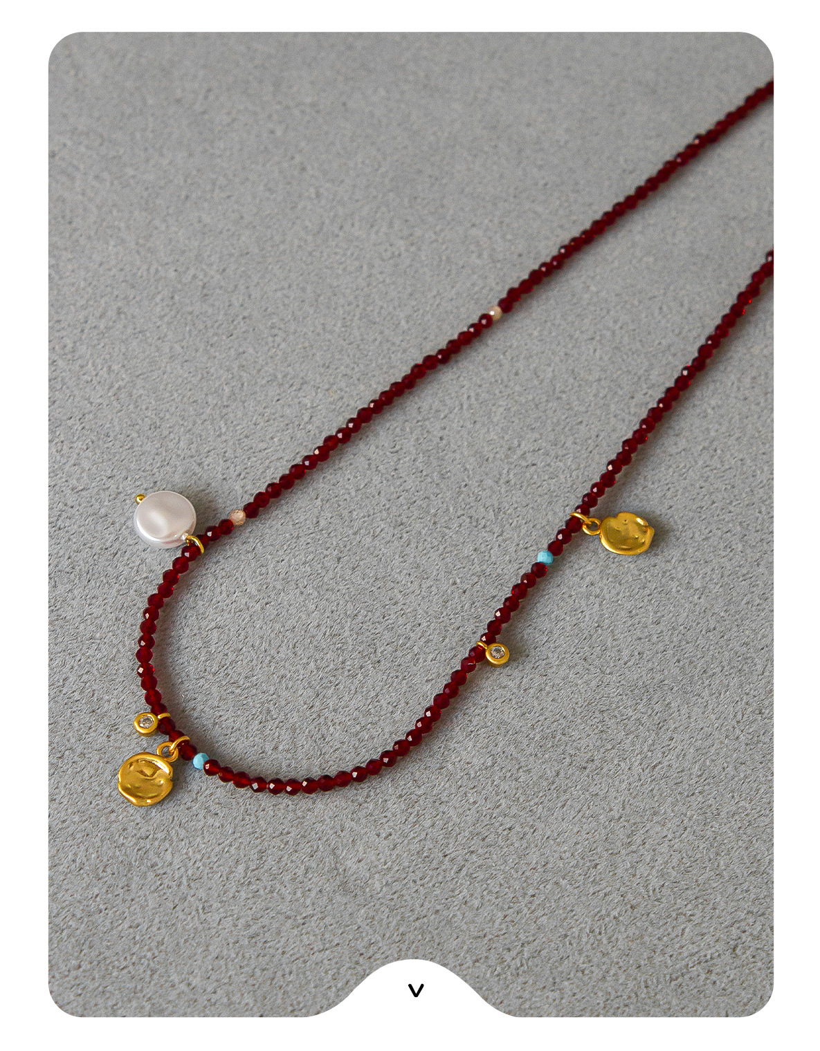 韩系小众酒红色串珠项链新中式跨年款小巧精致冬季极细串珠锁骨链详情9