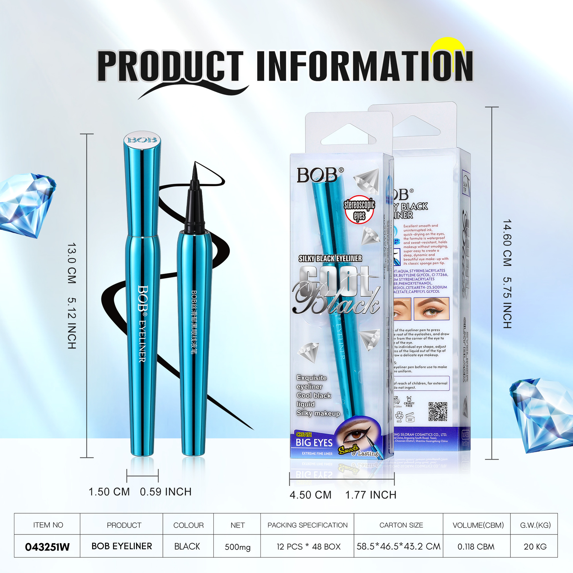 Cross-border bob foreign trade basketball tube eyeliner pen pic 5
