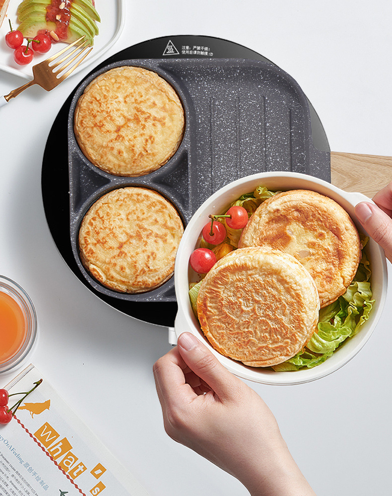Cross-border new product: Tourmaline four-hole egg frying pan, non-stick flat egg dumpling pan, breakfast egg hamburger frying pan, kitchen pic 4