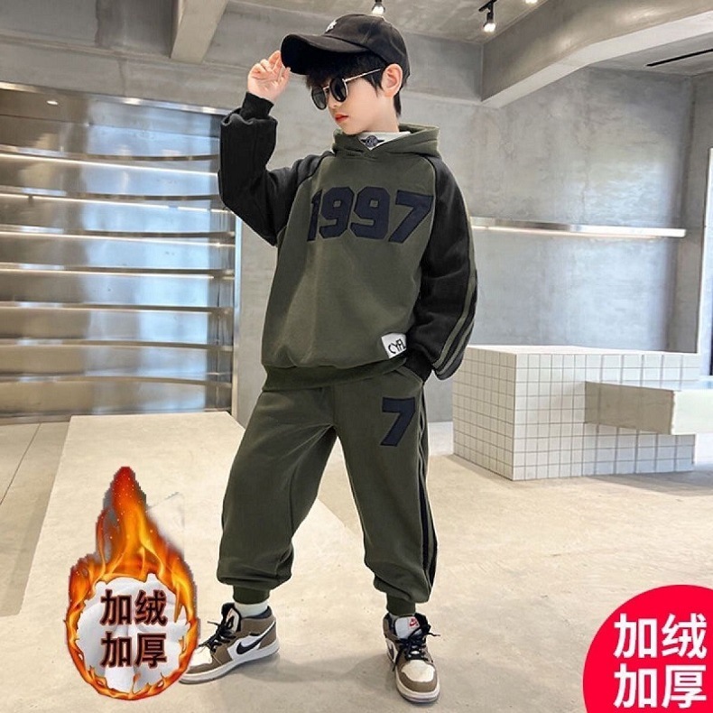 童装男童套装秋冬装2025年新款帅气男孩中大儿童加绒加厚两件套潮详情11
