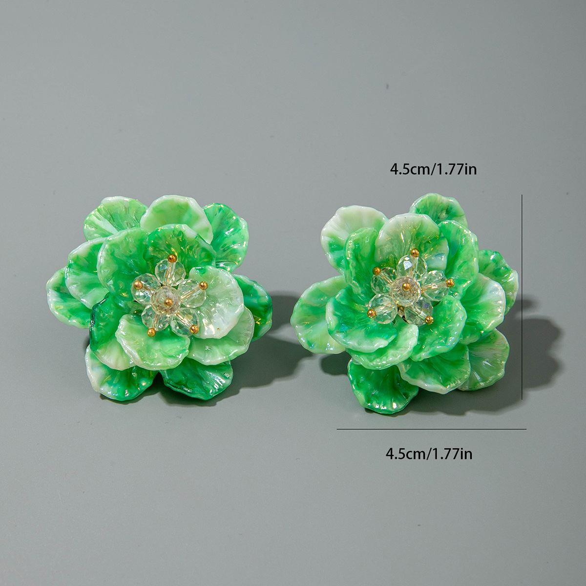 亚马逊跨境清新甜美彩色树脂花瓣花朵耳钉气质多巴胺 耳环耳饰女详情85